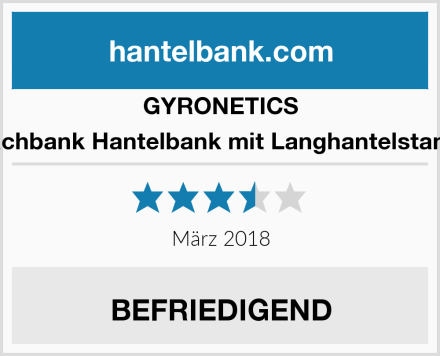 GYRONETICS E-Series Flachbank Hantelbank mit Langhantelstangen-Ablage Test
